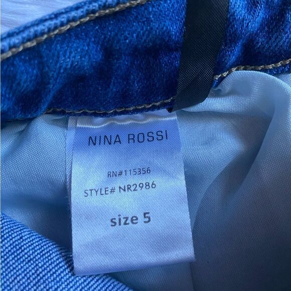 Nina Rossi Jeans Super High Rise Flare Long New Distressed Women’s Size 5 - Picture 11 of 11